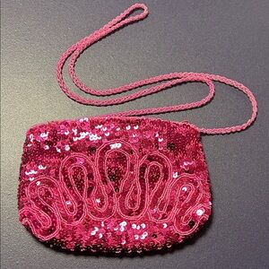 Carla March hot pink Barbie core sequin shoulder bag